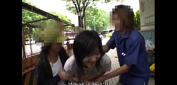  Subtitled Japanese AV star stripped naked in public to orgasm